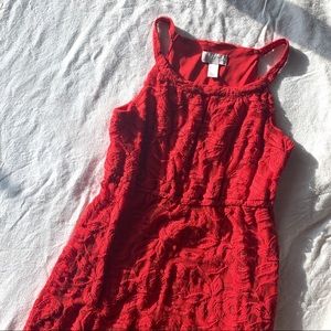 Bright red dress